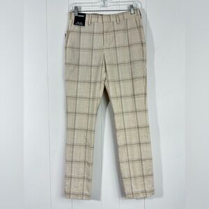 NWT Murano Evan Fit Beige Pants Mens 28x30 Plaid Ultimate Modern Comfort Career